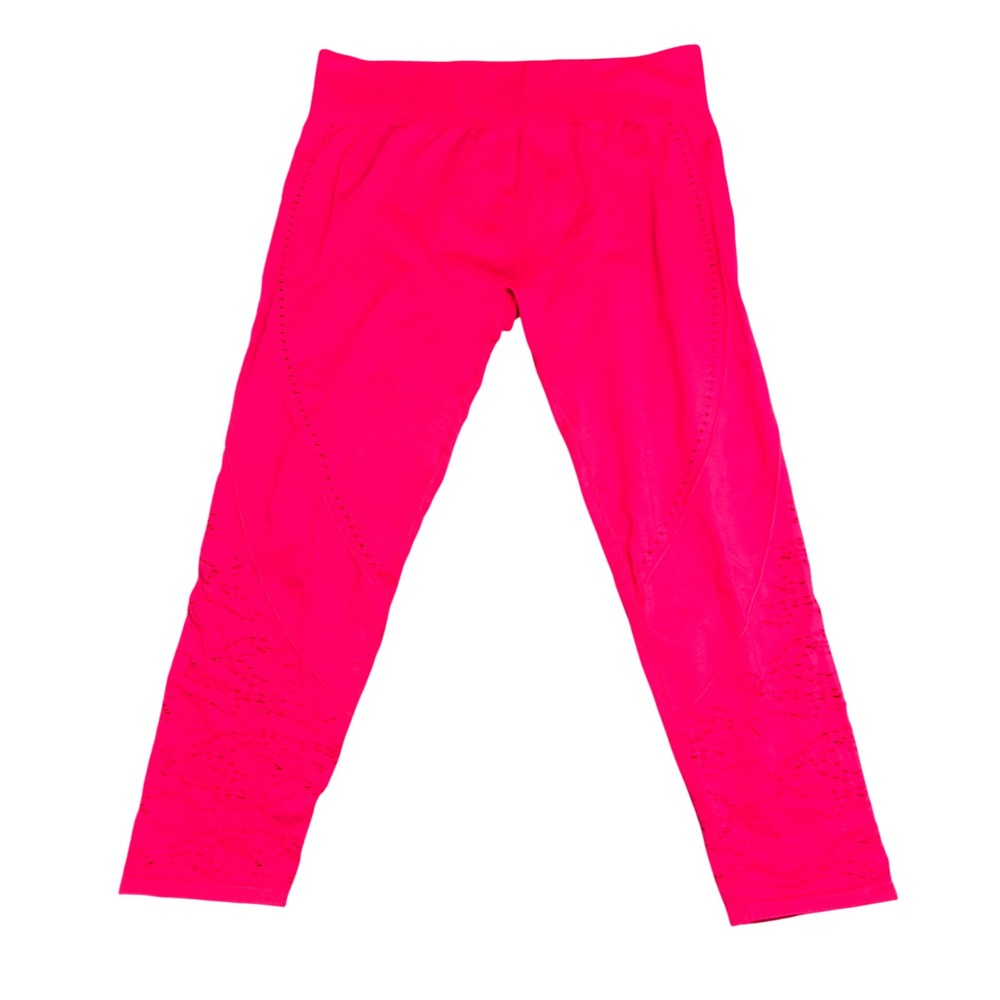 Fabletics‎ Hot Pink Seamless Laser Cut High Waisted Crop Leggings Womens Large